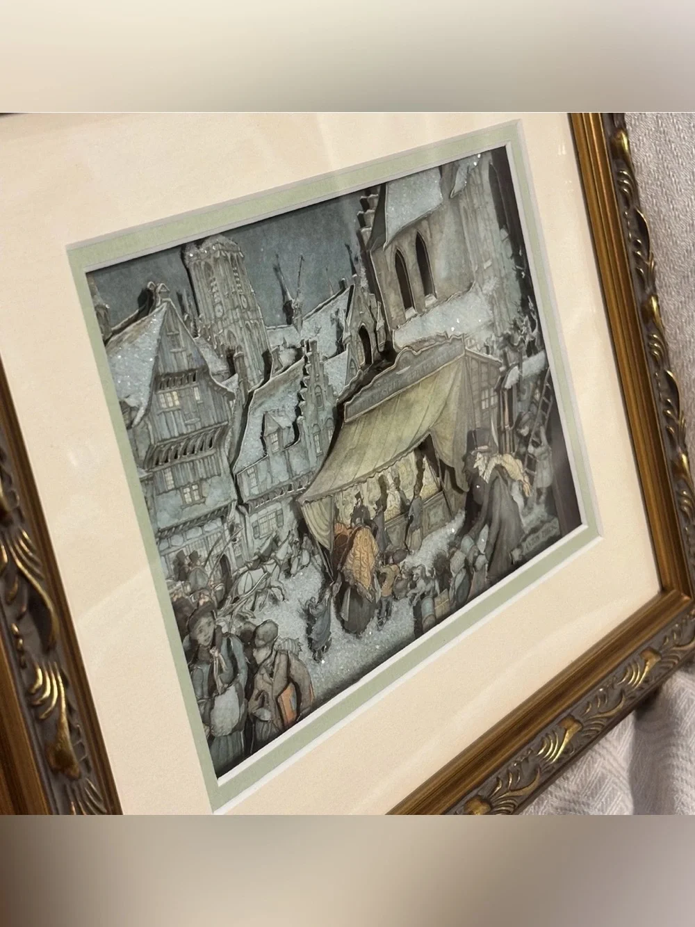 VTG Anton Pieck Die Cut 3D Shadow Box Victorian~Apotheek~Matted Paper Tole